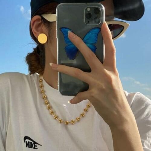 Titanium With 18K Gold Geo Knot Chains Necklace Japan Korean Style Party Designer T Show Runway Gown Jewelry Rare INS