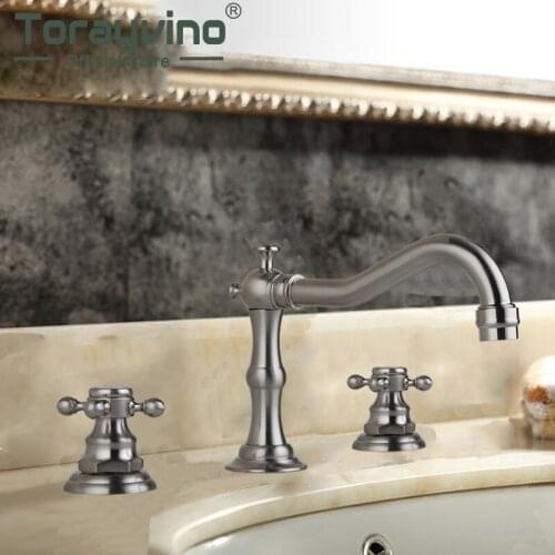 Bathroom Double Handle Bathtub Faucet Brass Spray Tap Grifo Lavabo Antiguo Deck Mounted Tall Basin Mixer Hot Cold Taps