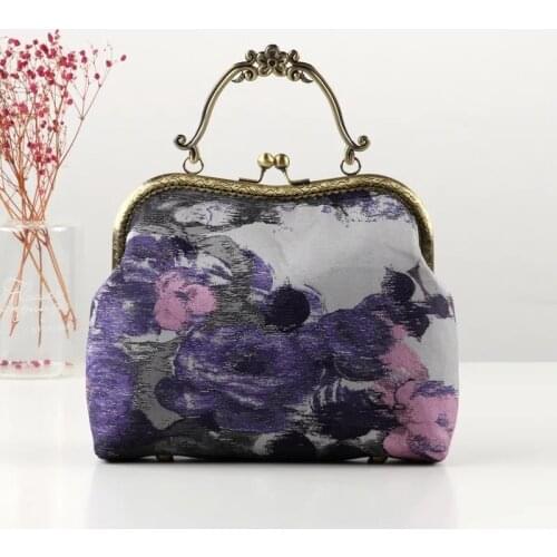 Vintage Purple Flowers Womens Handbags Purses Women Shoulder Crossbody Bag Chain Bags free ship