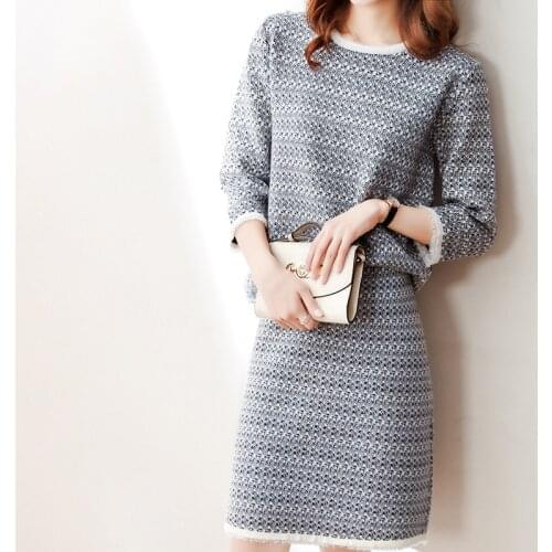 Fried street fashion brand age reducing and thin suit women autumn winter 2020 new versatile Plaid two piece knitted dress women