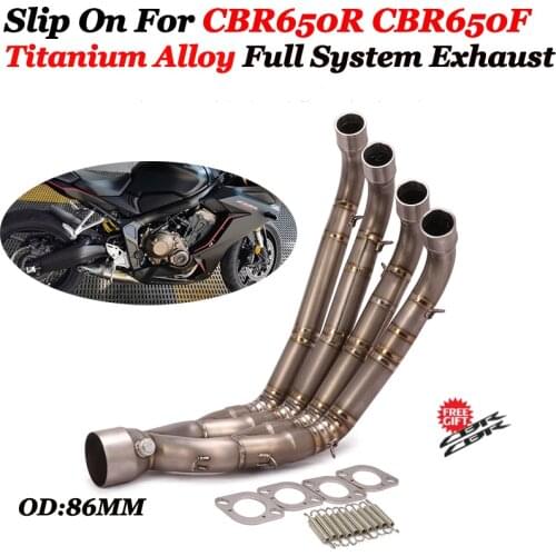 Slip On For Honda CBR650F CBR650R CBR650 Motorcycle Full Exhaust Systems Exhaust Pipe Titanium Alloy Front Link Pipe Esacpe Moto