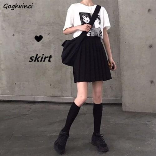 Skirts Women Pleated Plus Size 4XL High Waist All-match Simple Preppy Style Korean Harajuku Spring Solid Fashion Mini Streetwear