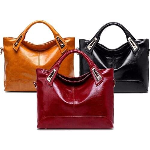 Women Oil Wax Leather Designer Handbags High Quality Shoulder Bags Ladies Handbags Fashion brand PU leather women bags