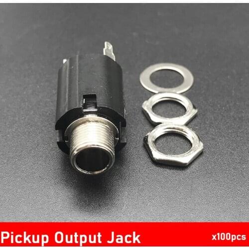 100pcs Acoustic Guitar Piezo Pickup Endpin nput Output Jack 6.35mm 1/4 inch Guitar Preamp Jack Guitar Parts & Accessories