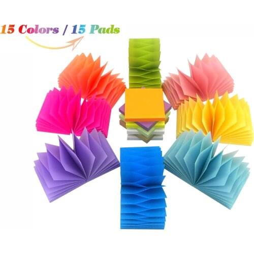 4A Sticky Pop-up Notes,3 x 3 Inches,Neon Assorted,15 Colors,Self-Stick Notes,100 Sheets/Pad,15 Pads/Pack,4A 30315-Z