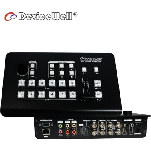 Devicewell HDS7106 6 Channel Video Switcher support 4 SDI and 2 inputs PGM Out put 2 SDI 1HDMI-compa VS Blackmagic Atem Mini Pro