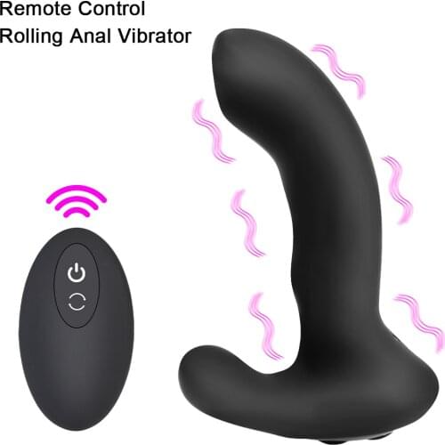 Anal Sex Toy for Woman & Man Remote Control Rolling Anal Vibrator Vibrating Prostate Massager 10 Speeds Vibration Male Butt Plug