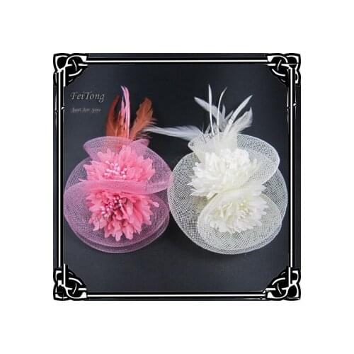 Free shipping!6pcs/lot 5'' feather hair accessory wedding flower brooch pin hair clip