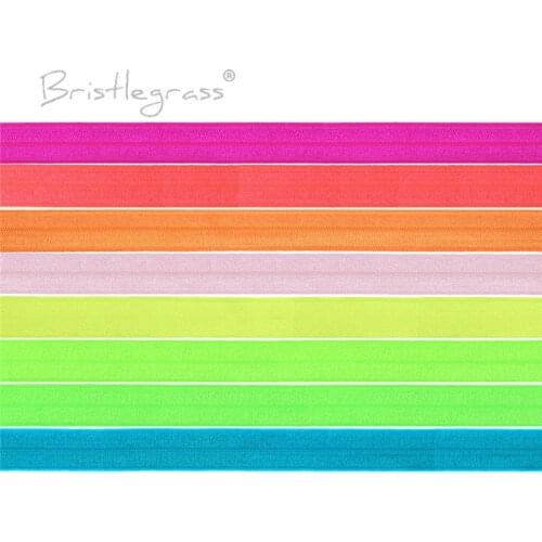 BRISTLEGRASS 5 Yard 5/8" 15mm Neon Solid FOE Shiny Fold Over Elastic Spandex Satin Band Hair Tie Headband Tutu Dress Sewing Trim