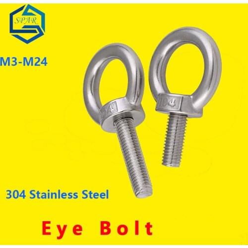 Eye Bolt Lifting eye screw Ring eye bolt Ring hooking screw Marine Ring Loop Hole for Cable Rope Eye Bolt 304 Stainless Steel