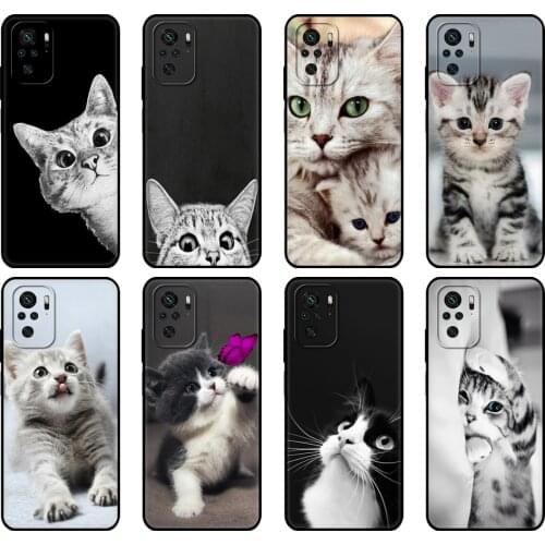 Black tpu Case For Xiaomi Redmi 9T Case Redmi Note 9T Note 10 Pro Case funny cat kiss fish