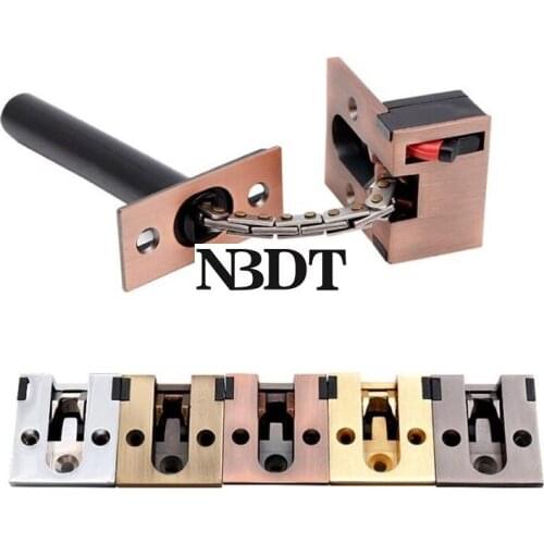 Zinc Conceal Built-in Door Chain Lock Guard Spring Loaded Withdrawal Retraction Brushed Gold Gun Black Antique Bronze