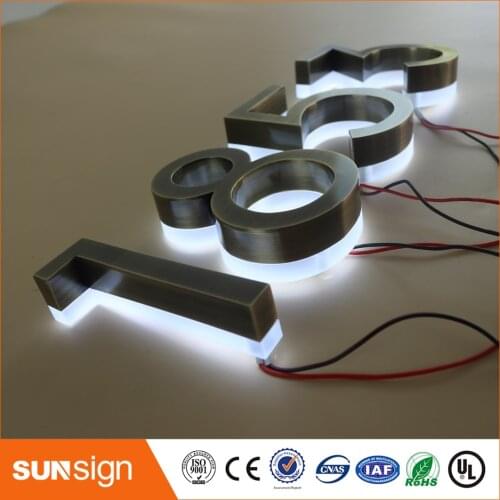 H 20cm 3D Brushed Stainless steel LED illuminated Channel letters sign