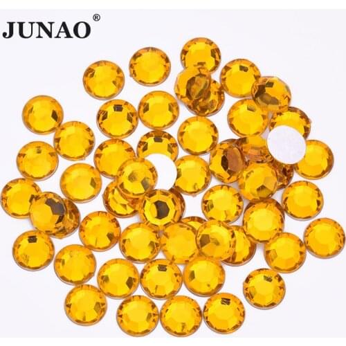 JUNAO 3 6 8 10 mm Topaz Color Round Nail Rhinestones Flatback Acrylic Crystal Strass Nail Art Stickers for Face Decoration