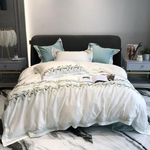 Premium Simple Duvet Cover Set Spring Embroidered Flpwer Bed Linen Cotton Bedclothes Bed Set Home Textile Pillowcase