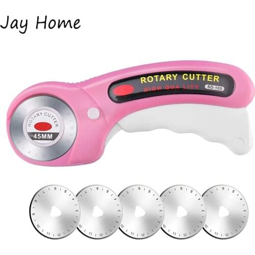 Rotary Cutter Kit 45mm Rotary Cutter for Fabric with Safety Lock and 5 Replacement Blades for Quilting Sewing Craft Cutting Tool