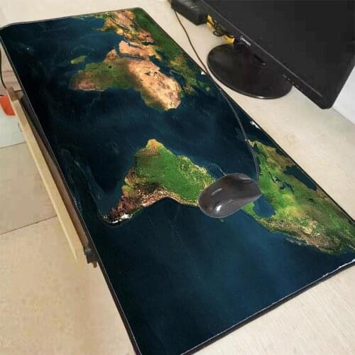 MousePad XXL XL Blue World Map Large Size Gaming Black Lock Edge Mouse Pad Laptop Pc Game Gamer Computer Accessory