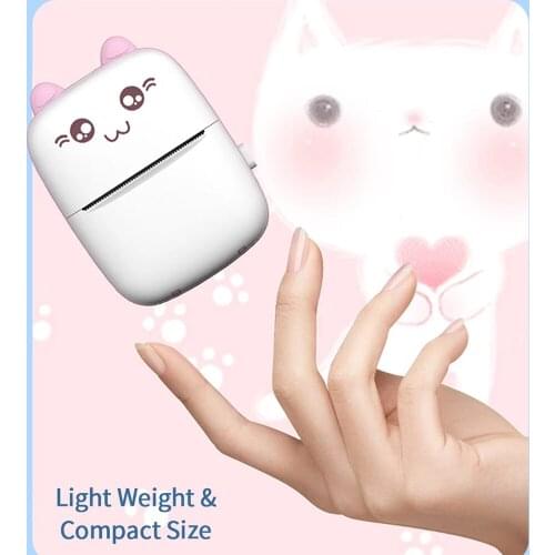 Mini Portable Thermal Printer CAT Print Paper Photo Pocket Thermal Printer 58mm Printing Wireless Bluetooth Android IOS Printers