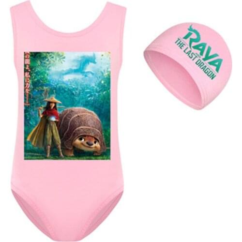 Fashion Baby Girls Swimsuit Cartoon Raya The Last Dragon Print Baby Girls Clothes 2021 Summer Sleeveless Kids Sets For Beach