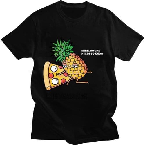 Men Clothes 2021 Pineapple Pizza Fruit Printed Funny Aesthetic Shirt Leisure O Neck T Shirt Streetwear Graphic Tees