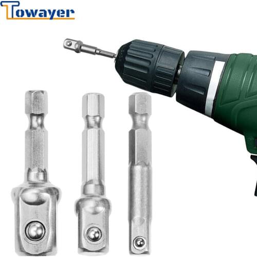 Newest Chrome Vanadium Steel Socket Adapter Hex Shank to 1/4" 3/8" 1/2" Extension Drill Bits Bar Hex Bit Set Power Tools tightly