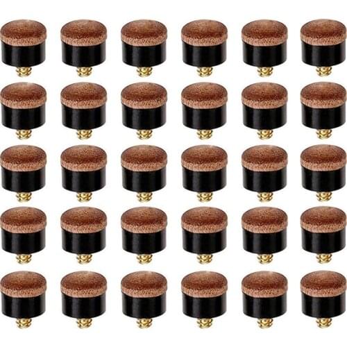 New-30 Pcs Billiard Pool Cue Stick Screw-on Tips 12mm Replacement Billiard Cue Tips for Pool Cues and Snooker