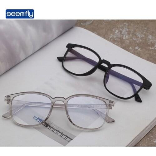 Seemfly 2021 New Anti Blue Light Glass Frame Vintage Transparent Color Plain Glasses Women Men Square Clear Flat Lens Spectacles
