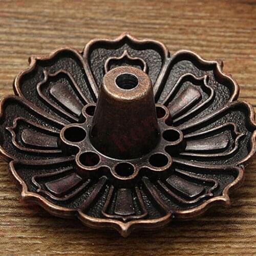 Practical Lotus Incense Burner Base Holder Flower Statue Censer Plate For Sticks And Cone Beautiful Decorative Copper Color