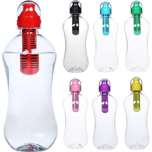 550ml Plastic Water Bobble Hydration Filter Portable Outdoor Hiking Travel Gym Filtering Water Healthy Drinking Bottle