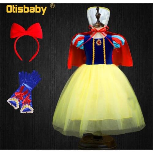 Christmas Girls Snow White Dress 6 Layers Fairy Gowns Infant Princess Dress Childrens Birthday Party Fluffy Turtleneck Dresses