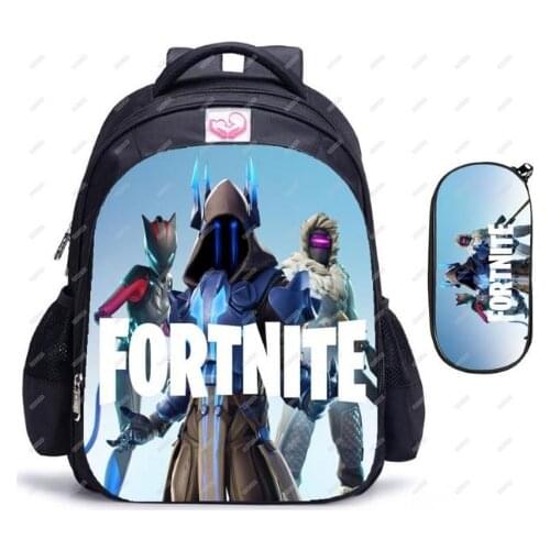 Fortnite 2Pcs/Set School Bags For Boys Girls 3D Printing Games Backpacks Bookbag 16Inch Primary Children Mochila Escolar