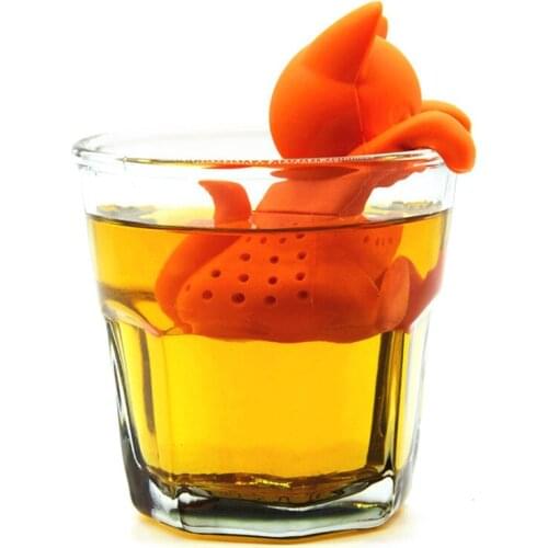 Cute Cartoon Cat Shaped Blacktea Tea Infuser Tea Strainer Food Grade Silicone Loose Leaf Herbal Spice Brewing Tools Orange