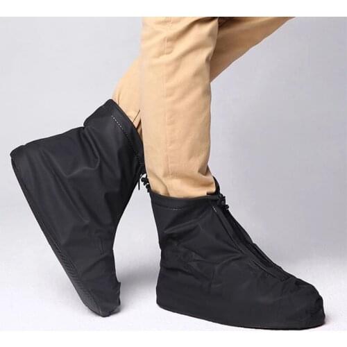 Waterproof Bicycle Shoe Cover Lightweight Anti-slip Foldable Rain Shoes Covers Outdoor Sport Zippered Protective Overshoes