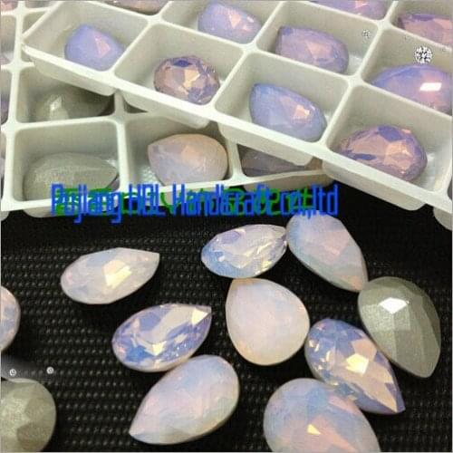 Top Quality Waterdrop Pink Whiteopal Colour Crystal Pointback Fancy Stones Sew On Rhinestones Gems