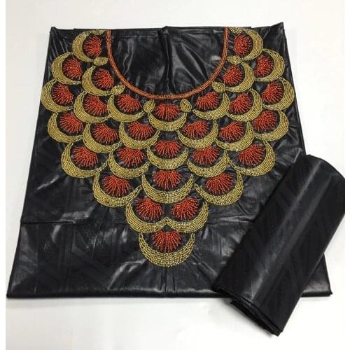 New 3Meter+2 Yard/lot Jacquard Dress Fabric Bazin Riche Brode african Bazin Brode Collar Embroidery Beads For Clothing Material