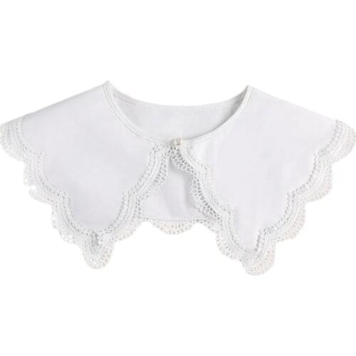 Women Cotton Lace Fake Collar Blouse Cloud Shoulder Doll Collar Detachable Shirt Collar Blouse Top Women Clothes