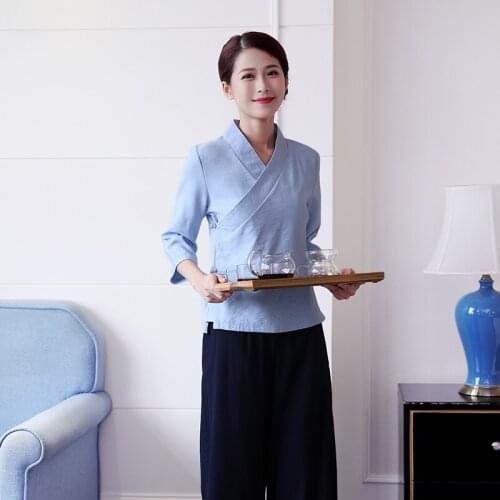 WomenS Fashion Uniforms Spa Beautician Nurse Workwear Spa Tunic Set Thai Massage Uniform Health Technician Clothing Suit AS163