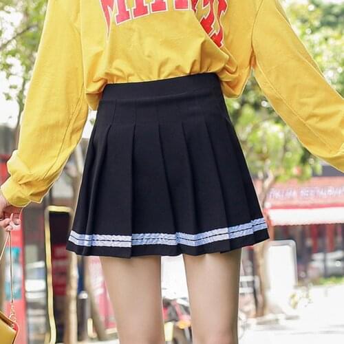 Spring Pleat Skirt A-line Hight Waist Plaid Skirts Mini Solid Streetwear Ladies Summer New Arrivals 2021 Harajuku Preppy Style