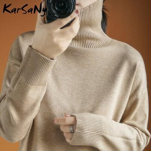 Black Turtleneck Women Sweater Thick Warn Pullovers For Women Knitted Tops Autumn 2021 Loose Sweater Turtleneck Womens Jumper