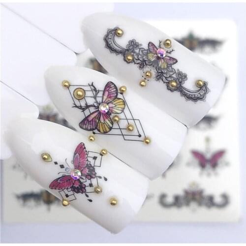 YZWLE 1 PC Flowers /Easter / Butterfly / Necklace For Nail Art Watermark Tattoo Nail Sticker Water Transfer Decals Decoration