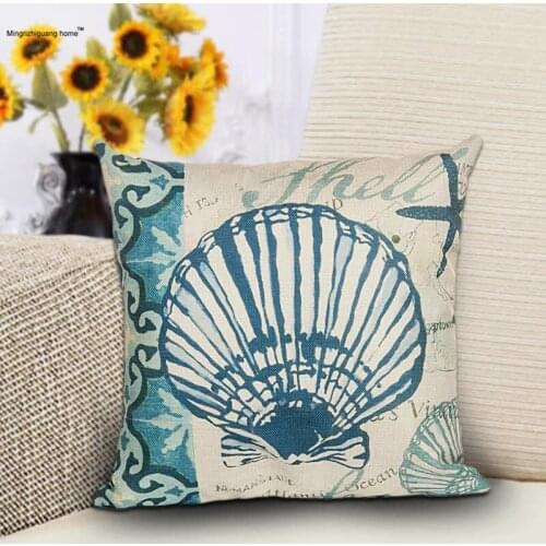 1PC Marine Ocean Style Sea Turtle Patterns Square 18" Cotton Linen Sea Horse Sofa Throw Cushion Covers octopus Home Decor OU 008