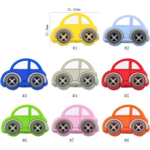 Cute-Idea 10PCs Car Teether Pendants Baby Pacifier DIY Accessories Chain BPA Free Chewable Teething Soft Baby Product Food Grade