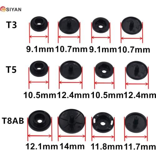 100 Sets KAM T3 T5 T8 Round Plastic Snaps Button Fasteners Quilt Cover Sheet Button Garment Accessories For Baby Clothes Clips