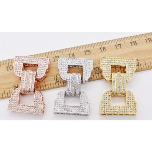 Multi strand 18k Glod plated cubic zirconia micro pave D shape clasp