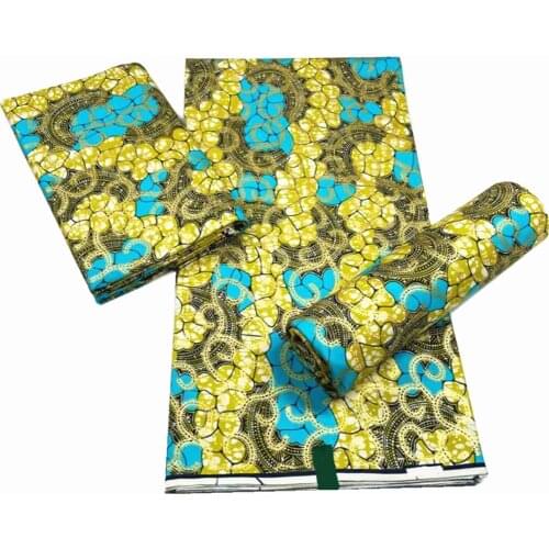 2021 Real African Golden Wax Fabrics Soft 100% Cotton Ankara Tissu Sewing For Party Dress 6yards X815-6