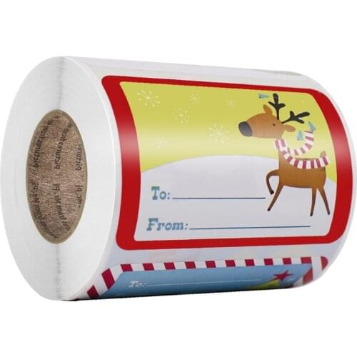 250pcs/roll 6 Designs Adhesive Christmas Gift Name Tags XMAS Stickers Present Seal Labels Christmas Decals Gift Package Decor