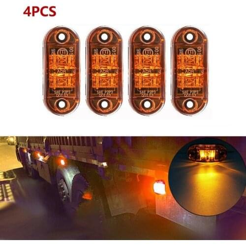 4X Amber LED 2.5inch 2 Diode Light Oval Clearance Trailer Truck Side Marker Lamp