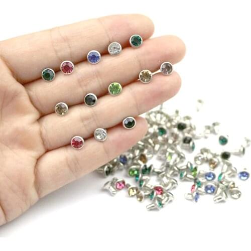 50Pcs/bag 6mm Rhinestone Crystal Rivets DIY Clothing Bag Leather Crafts Decoration Garment Sewing Glass Drill Nail Button