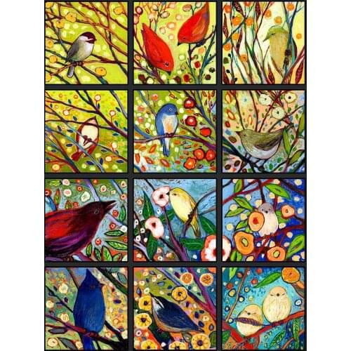JMINE Div 5D Window Cardinal Bird Tree Full Diamond Painting cross stitch kits art High Quality Animal 3D paint by diamonds