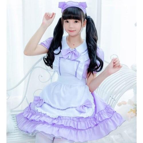 Amine Purple Gothic e Girl Lolita Outfit Maid Dress Cosplay Costume Suit for Girls Woman Waitress Maid Party Costumes